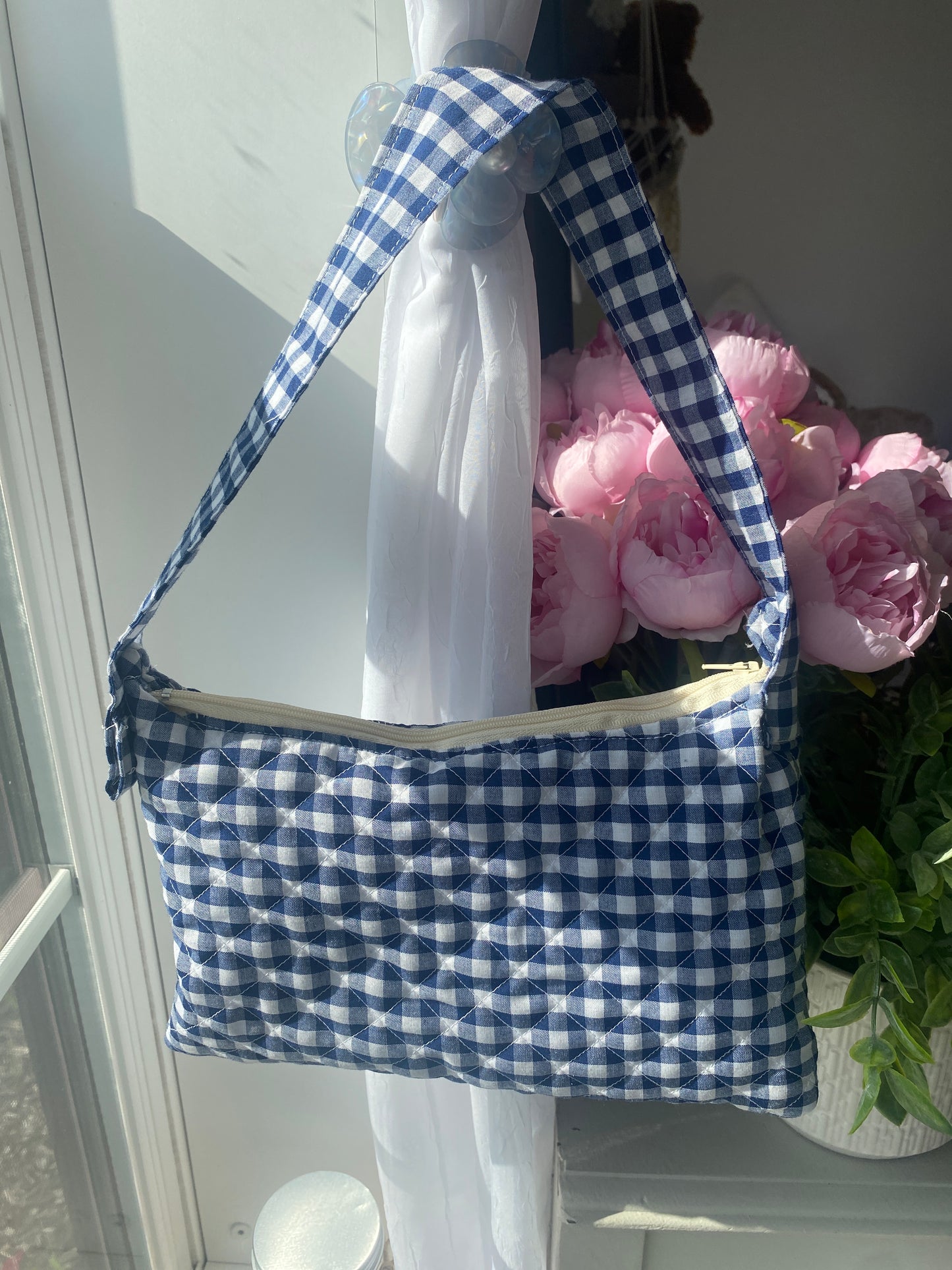 Blue plaid handbags